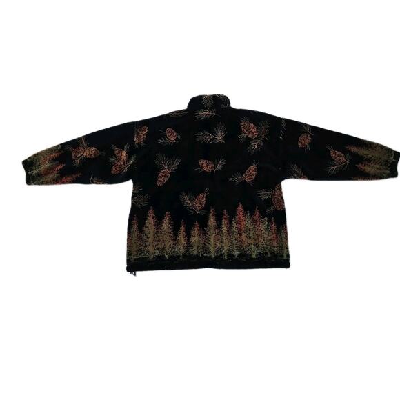 VINTAGE Cobblestone Canyon Women’s Pine Cone Fleece Full Zip Jacket XXL Black - Picture 8 of 8